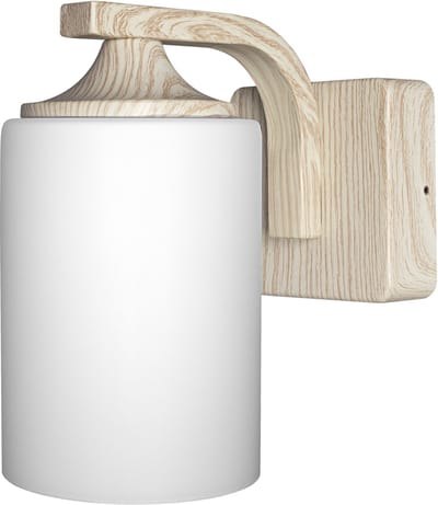 OSRAM ENDURA Classic wandlamp, houtdecor, E27, IP43, aluminium behuizing, glazen diffuser, geschikt voor buitenruimtes, zonder lichtbron.