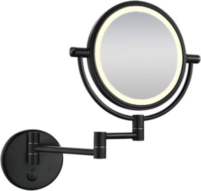 Wiesbaden Home Scheerspiegel met Led Verlichting - 20 cm. - Mat Zwart