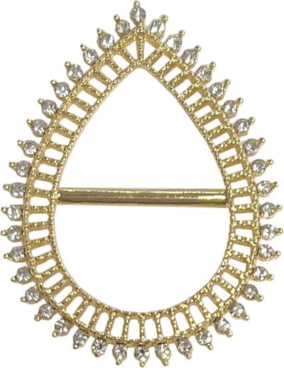 Fako Bijoux® - Sjaalklem - Sjaal Klem - Sjaal Ring - Druppel - Kristal - 36x47mm - Goudkleurig