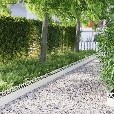 Gazonranden Metaal - Tuinrand Staal - Tuin Afbakenen - Minimalistisch Design - 10 stuks - Wit