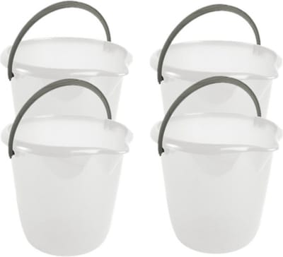 Hega Hogar Emmer - 4x stuks - wit - kunststof - met handvat - 10 liter - 28 x 26 cm