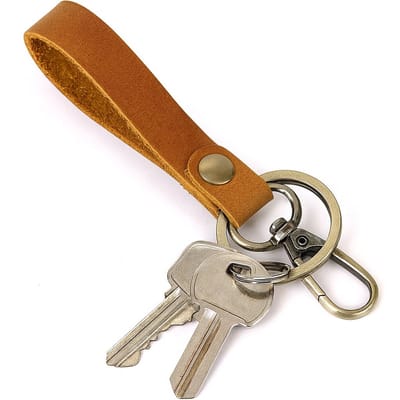 Luxe Leren Sleutelhanger I Sleutelhouder I Retro Stijl I Met Dubbele Sleutelringen I Lichtbruin