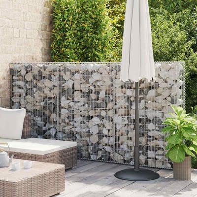 vidaXL - Schanskorfmuur - met - deksels - 100x20x150 - cm - gegalvaniseerd - staal