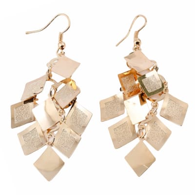 Fako Bijoux® - Oorbellen - Aluminium - Kleine Ruitjes - Goudkleurig