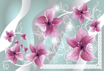 Fotobehang Flowers Floral Pattern | XL - 208cm x 146cm | 130g/m2 Vlies