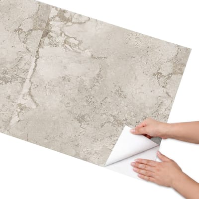 Coloray Meubel Wrap Folie - Romig Meubelfolie - 65x130 cm - Meubelfolie Zelfklevend Steenstructuur - Wrapfolie Keuken - Minimalist Meubelfolie - Decoratiefolie - Tafeldecoratie - Texturen