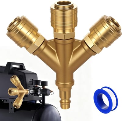 3-gang luchtverdeler van messing, 1/4 inch, snelkoppeling, luchtcompressor accessoires, pneumatische verdeler, luchtleiding systeem