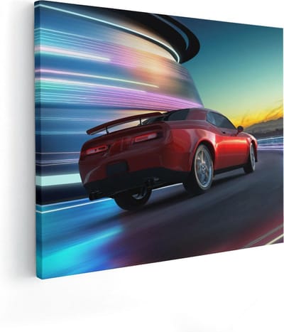 Artaza Canvas Schilderij Auto - 100x80 cm - Groot - Wanddecoratie Sportauto - Muurdecoratie Mancave - Schilderijen Op Canvas