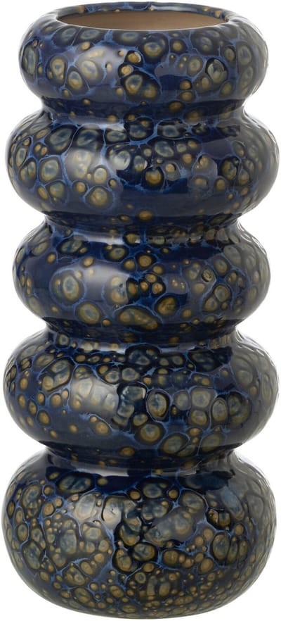 J-Line vaas Ringen - porselein - donkerblauw - small