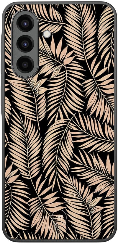 Hoesje geschikt voor Samsung Galaxy A36 - Palm silhouette - TPU Hard Case Backcover - Zwart, Bruin - Mooie Telefoonhoesjes