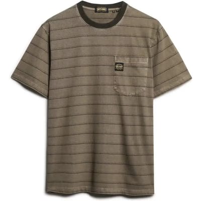 Superdry - Getextureerd gestreept T-shirt met borstzak - Heren - T-shirts