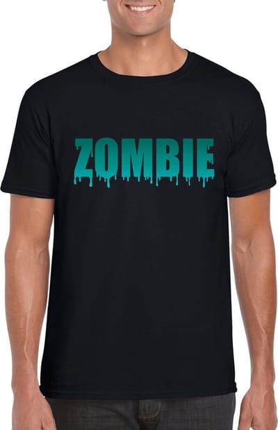 Halloween zombie tekst t-shirt zwart heren - Halloween kostuum XL
