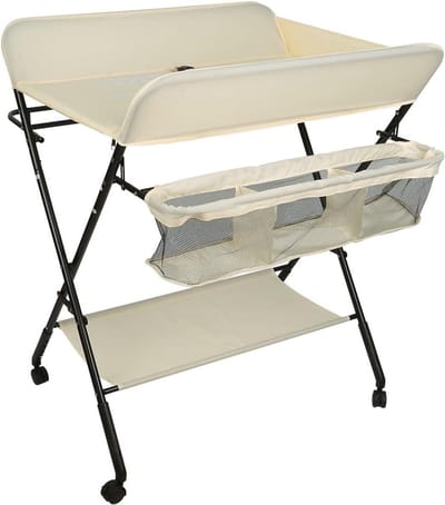 Luiertafel - Babyverzorging - Baby verzorgen - Opvouwbaar ontwerp - 80 x 66 x 98 cm - Roze