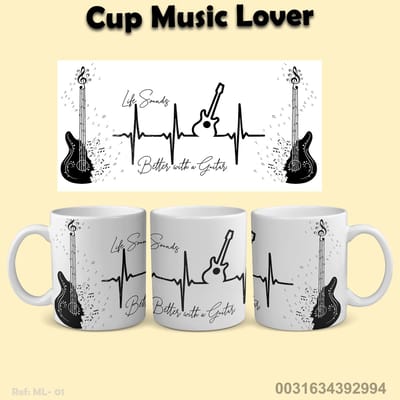Muziek Mok met Muzieknoten Design – Koffiemok 330ml – Origineel Cadeau voor Muziekliefhebber. cadeau muzikant. cadeau muziek docent. cadeau gitarist