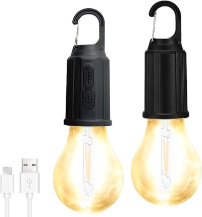 Campinglamp Set - Draagbare Lantaarns - Outdoor Verlichting - Oplaadbaar Met Haak - 2 Stuks - Wit
