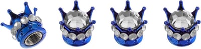 Decoratieve Ventieldoppen Set van 4 Stuks voor Auto en Truck - Blauwe en Zilveren ABS Koper Covers voor Bescherming en Stijl