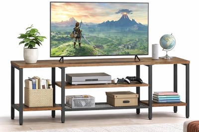 Signature Home TV-meubel 120 cm - Tv-kast met opbergruimte - tv-lowboard voor tv's tot 55 inch - mediaconsole - tv-standaard - industrieel - retrobruin en zwart