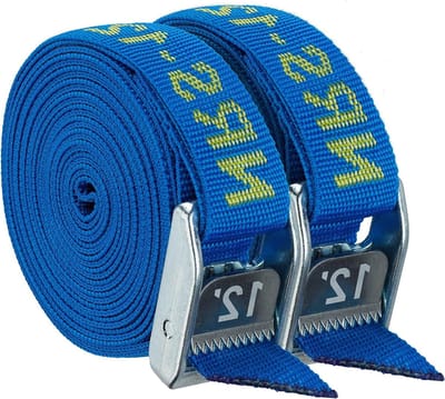 Tie-Down Bandjes - Spanbanden - Vastzetten Uitrusting - Dubbele Roestvrijstalen Veren - 12 Voet - Blauw