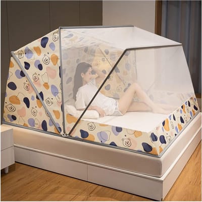 Inklapbare klamboe - Bedtent muggennet - Bescherming tegen insecten - Eenvoudige installatie - 135 x 190 cm - Wit