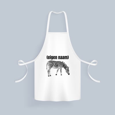 Akyol - zebra met eigen naam Keukenschort - Zebra - dieren liefhebber - iemand die houdt van zebra's - verjaardag - cadeau - kado - geschenk - 82 bij 71 cm