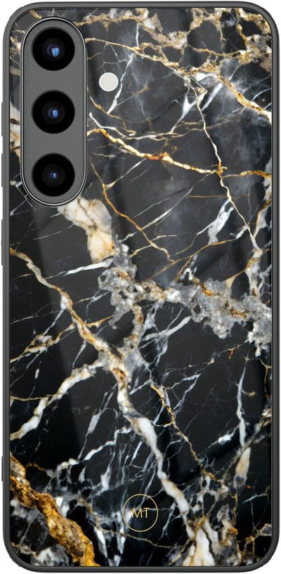 Hoesje geschikt voor Samsung Galaxy S25 - Black marble elegance - Hard Case Zwart Back Cover - Marmer - Zwart - Mooie Telefoonhoesjes