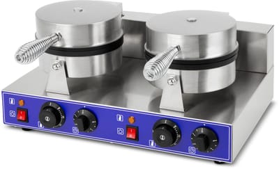 VERTES Wafelijzer Belgische Wafelmaker Dubbel Elektrisch 2000W Roestvrij Staal (2x Timer 5 min, 2x Temperatuur 50-300 °C Traploos Instelbaar, 4 Antislip Rubberen Voetjes, Antiaanbaklaag)