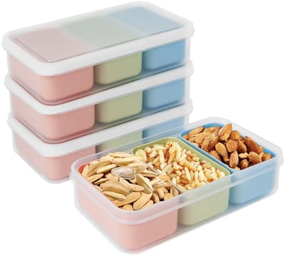 Dailygoody - Mini Snackbakjes - Herbruikbare Voedselcontainers - Geschikt voor Magnetron en Vaatwasser - Transparant en Kleurrijk - Perfect voor Maalt...