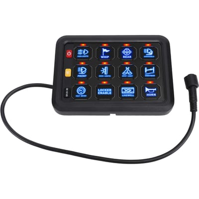 Panneau de Commutateurs 12 Gangs RGB 12V 24V 80A 960W 1920W Rétroéclairage Bleu Dimmable Contrôle Tactile Boîte de Relais pour black