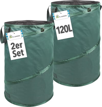 Pop-up Tuinzak 120 L - Robuuste Tuinafvalzak, Waterdicht en Opvouwbaar, Set van 2