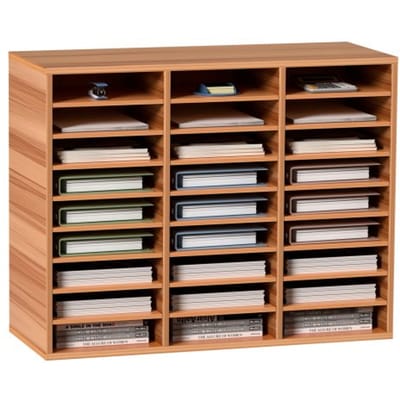 VEVOR Houten literatuurorganizer met 27 compartimenten, verstelbare planken, brievenbus van MDF, opbergruimte voor bestanden, documenten, papieren en tijdschriften op kantoor, thuis en op school