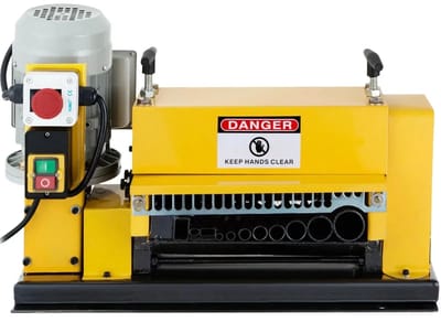 Draadstripmachine - Elektrisch Koperdraad - Strippen Machine - 10 Messen - 11 Invoergaten - voor het Strippen van Koperdraad - Geel - 1 mm-38 mm - 370W - Automatische Kabelstripper - Aluminium Behuizing