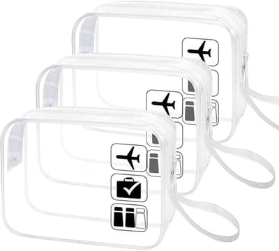Famanu - Transparante toilettassen voor reizen in het vliegtuig, pvc-make-uptas, waterdicht, toilettas voor dames en heren, tas voor het vervoer van vloeistoffen