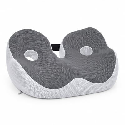 Gloovon® - Ergonomisch Zitkussen - Stoelkussens - High Density Traagschuim met U-vorm - Dubbele Antislip & Wasbare Hoes - Stuitkussen - Orthopedisch - Grijs