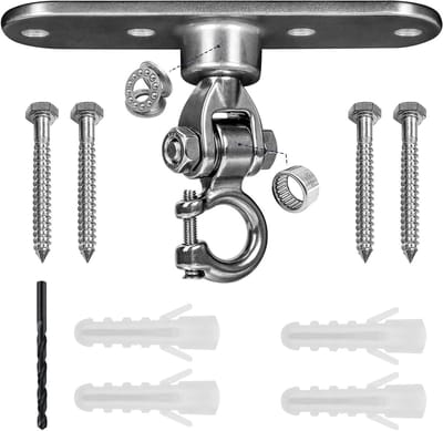 SnelShoppen - RVS Plafondhaak - 680 kg Belastbaar - 360° Rotatable Swing Hook - Met Glijlagers - Voor Hangmatten, Schommels - Binnen & Buiten