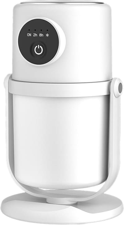 Luchtbevochtiger voor slaapkamers: mini-model met automatische uitschakeling en nachtlampje; ultrasone koude-nevelbevochtiger (90° draaibaar) voor thuis en planten
