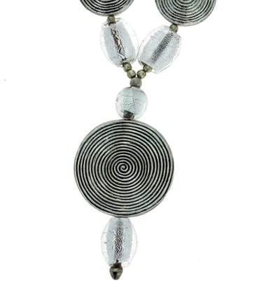 Behave - Ketting dames - Witte glaskralen hanger - Retro stijl - 52 cm