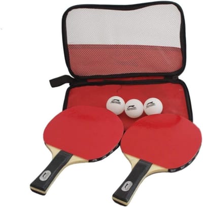 Tafeltennisset - Ping Pong - Sport & Spel - Compleet met ballen - 2 rackets - Rood Zwart