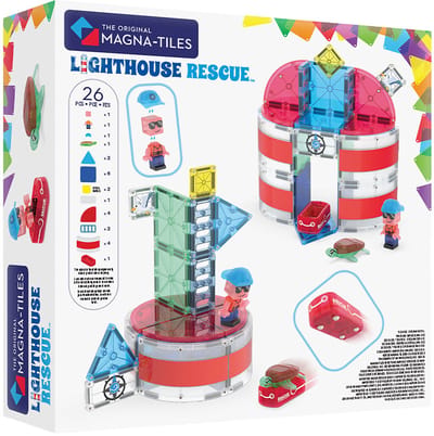 MAGNA-TILES Lighthouse Rescue 25-delige Magnetische Bouwset – Vuurtoren & Reddingsavontuur – Educatief Speelgoed – Vanaf 3 Jaar