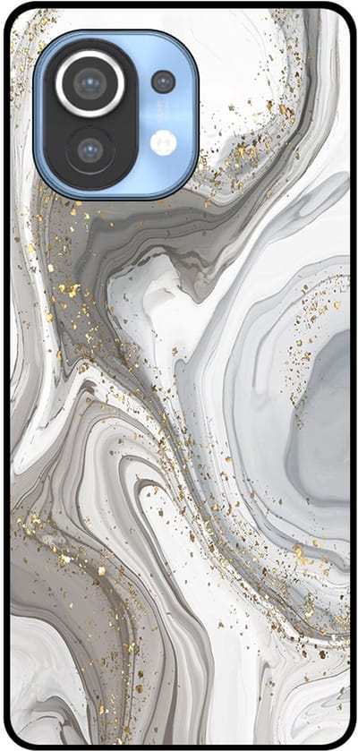 Smartphonica Telefoonhoesje Geschikt voor Xiaomi Mi 11 met marmer opdruk - TPU backcover case marble design - Zilver geschikt voor Xiaomi Mi 11
