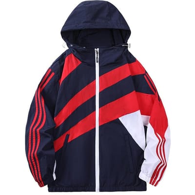 Herfst Kleurblokkerende Jas met Capuchon Heren Trendy Merk Mode Veelzijdige Casual Jas Herenjas Herenkleding XL Vloot