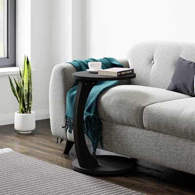 Bijzettafel Holeby rond 56xØ38 cm zwart mat [en.casa]