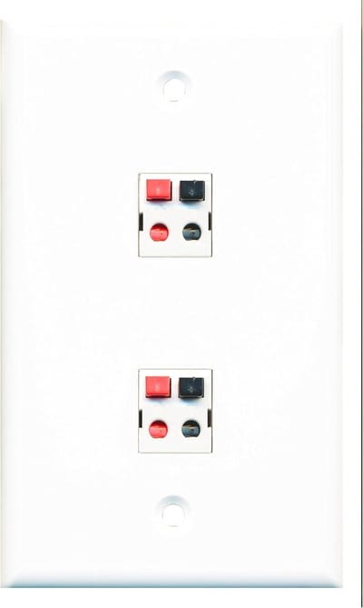 Wandplaat Luidspreker - Audio Aansluiting - Home Cinema - Tooless Aansluiting - 2 Poorts - Wit