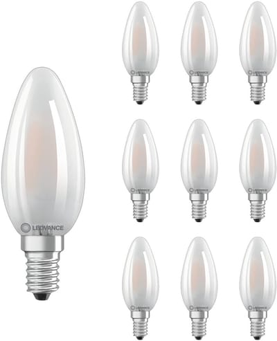 Ledvance LED Filament Kaarslamp E14 - 2.5W 250lm 2700K 230V - Mat Glas - Ø35mm - Geschikt voor klassiek interieur, hotels, woonkamerlampen - 10 stuks