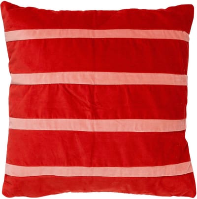 Dutch Decor PEMM - sierkussen 45x45 cm - velvet - colour blocking - Aurora Red - rood, roze - Inclusief binnenkussen - Luxe kussens voor woonkamer & bank