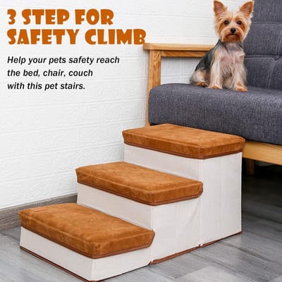 hondentrap voor bed, bank, schuim met hoge dichtheid, wasbaar, huisdiertrap voor honden en katten,