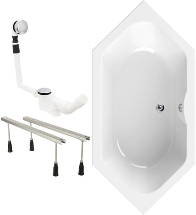 Calmwaters Exclusive - Badkuip - 190 x 90 cm - Set badkuipvoeten