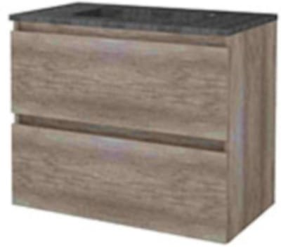 Basic-Line Start 46 Badkamermeubelset - 80 x 46 cm - Greeploos - 2 Lades - Hardstenen Wastafel - 1 Kraangat - Scotch Oak