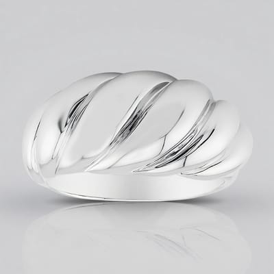 Cavill - Geplatineerde Zilveren Ring - 925 Sterling Zilver - Brede Gepolijste Hoogglans Damesring - Elegant Modern Tijdloos - Maat 16-20