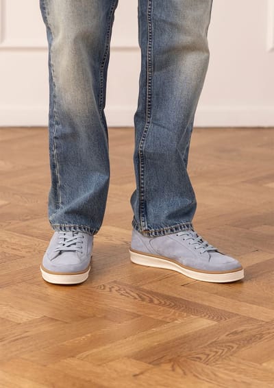 Manfield - Heren - Blauwe suède sneakers - Maat 40