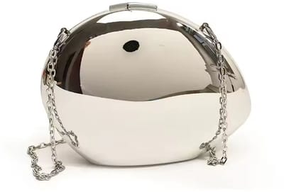 Hardcase clutch - Stijlvolle schoudertas - Telefoon - Make-up - Glanzend - Zilver